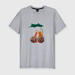 Футболка slim-fit Пара улиток под листом, цвет: меланж