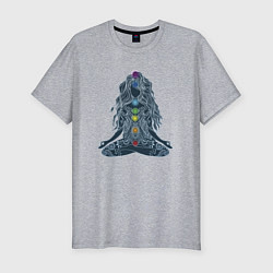 Мужская slim-футболка Йога - чакры по цветам