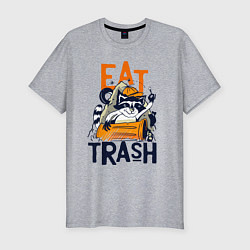 Мужская slim-футболка Ешь мусор - мусорная панда