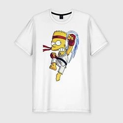 Мужская slim-футболка Боец Барт Симпсон - чёрный пояс