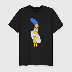 Футболка slim-fit Мардж Симпсон в позе Мэрилин Монро, цвет: черный