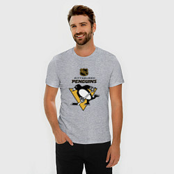 Футболка slim-fit Питтсбург Пингвинз НХЛ логотип, цвет: меланж — фото 2