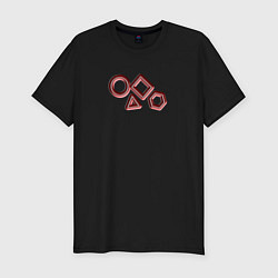 Мужская slim-футболка Красные геометрические фигуры