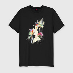 Футболка slim-fit Живопись полет колибри, цвет: черный