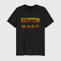 Мужская slim-футболка Led Zeppelin - logotype