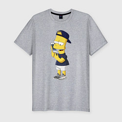 Мужская slim-футболка Барт Симпсон болтает по мобильнику