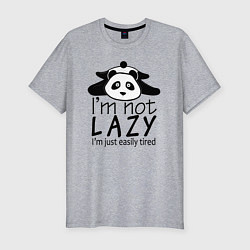 Мужская slim-футболка Я не ленивый я просто быстро устаю - панда