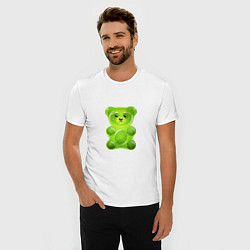Футболка slim-fit Желейный медведь зеленый, цвет: белый — фото 2