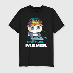 Футболка slim-fit Professional Farmer - панда геймер, цвет: черный