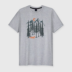 Мужская slim-футболка Лисичка в Лесу