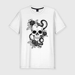 Футболка slim-fit Калавера - мексиканский символ Дня мертвых, цвет: белый