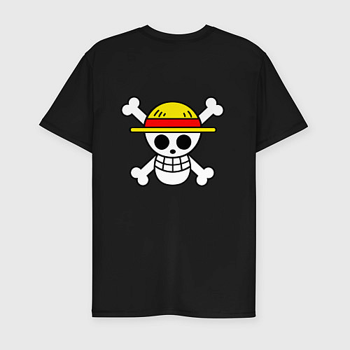 Мужская slim-футболка Лого Мугивар - One Piece / Черный – фото 2