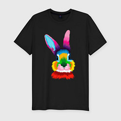 Мужская slim-футболка Радужный кролик