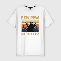 Мужская slim-футболка Кот с пистолетами - Madafakas