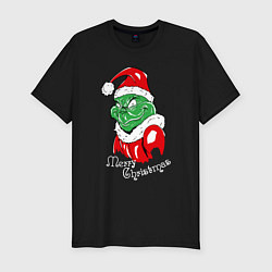 Мужская slim-футболка Merry Christmas, Santa Claus Grinch