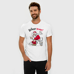 Футболка slim-fit Believe in me, Santa Claus reading letters, цвет: белый — фото 2