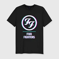 Мужская slim-футболка Foo Fighters glitch rock