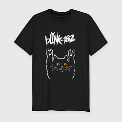 Футболка slim-fit Blink 182 rock cat, цвет: черный
