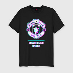 Футболка slim-fit Manchester United FC в стиле glitch, цвет: черный