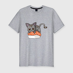 Мужская slim-футболка Sushi cat