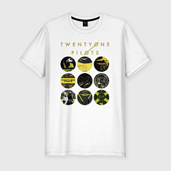 Футболка slim-fit Twenty One Pilots коллаж, цвет: белый