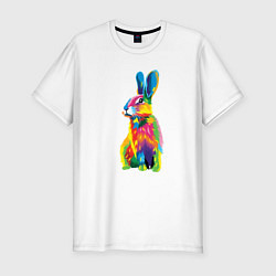 Мужская slim-футболка Кролик в стиле поп-арт