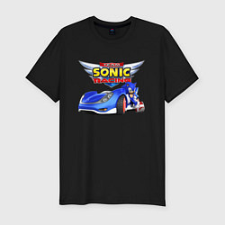Мужская slim-футболка Team Sonic racing - hedgehog