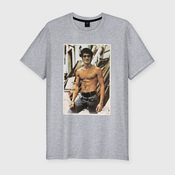 Мужская slim-футболка Брюс Ли - ретро постер