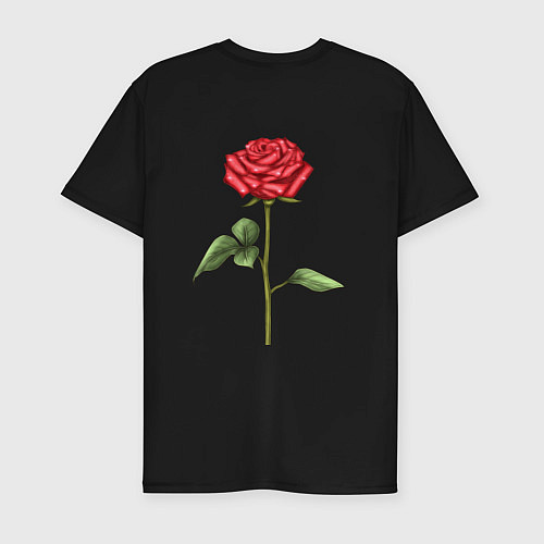 Мужская slim-футболка Роза красная / Черный – фото 2