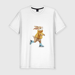 Мужская slim-футболка Кролик на коньках