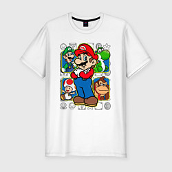 Мужская slim-футболка Супер Марио