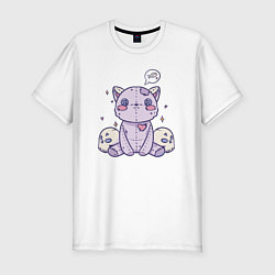Мужская slim-футболка Kawaii кот в готическом стиле