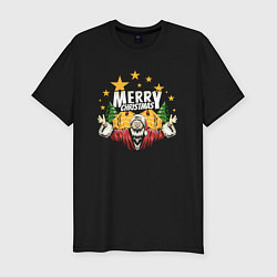 Футболка slim-fit Merry Christmas Santa, цвет: черный