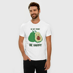Футболка slim-fit Dont worry be happy - avocado, цвет: белый — фото 2
