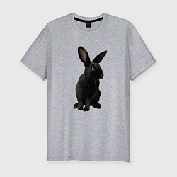 Мужская slim-футболка Черный кролик на счастье