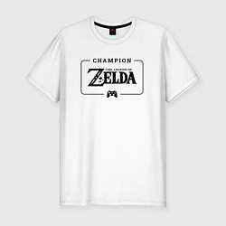 Мужская slim-футболка Zelda gaming champion: рамка с лого и джойстиком