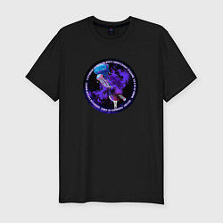 Мужская slim-футболка Медузы вокруг космонавта