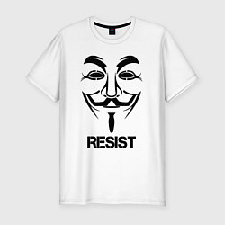 Футболка slim-fit Guy Fawkes - resist, цвет: белый