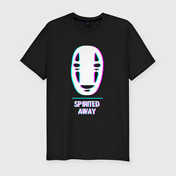 Футболка slim-fit Символ Spirited Away в стиле glitch, цвет: черный