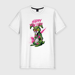 Мужская slim-футболка Zombie rabbit New year