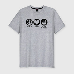 Мужская slim-футболка Мир любовь и рок