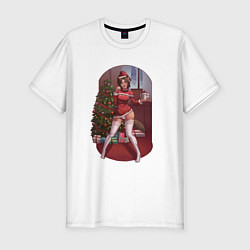 Футболка slim-fit Sexy Christmas girl, цвет: белый