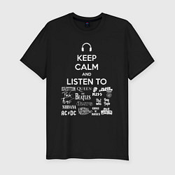 Мужская slim-футболка Слушай рок