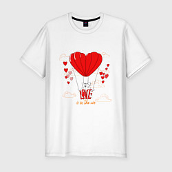 Мужская slim-футболка Love is in the air hearts