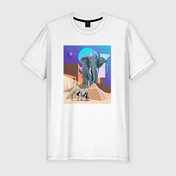 Мужская slim-футболка Слон и пирамиды
