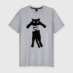 Футболка slim-fit Кот на ручках, цвет: меланж
