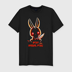 Мужская slim-футболка A rabbit with a bloody knife