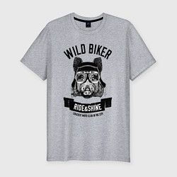 Мужская slim-футболка Дикий байкер кабан