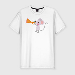 Футболка slim-fit Мышонок-трубач, цвет: белый