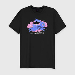 Футболка slim-fit Девушка на большом кролике, цвет: черный